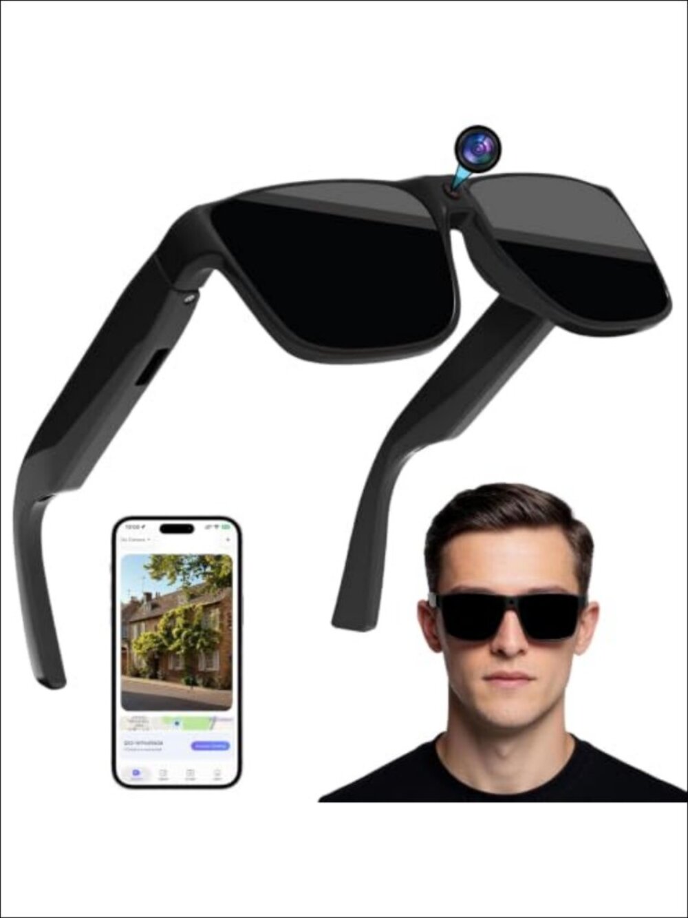4K Bluetooth Smart Video Glasses Camera UV-Blocking Unisex POV Recording Calls